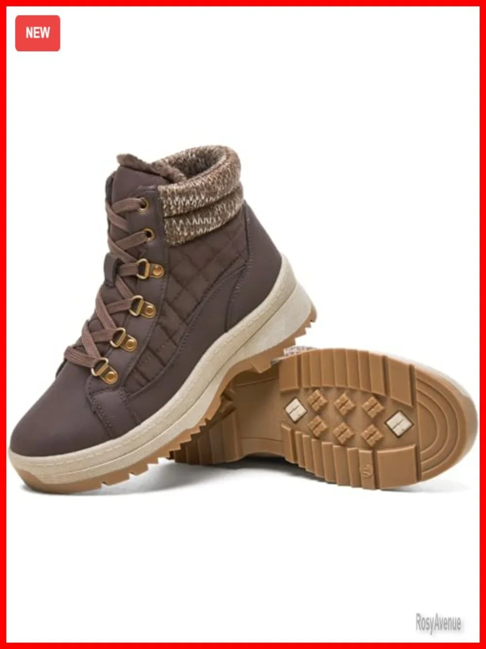 Faux Leather Ankle Boots with Faux Fur Lining Winter Snow Boots
